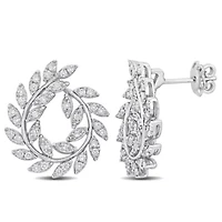 7/8 ct. t.w. Diamond Leaf Stud Earrings in 14K White Gold