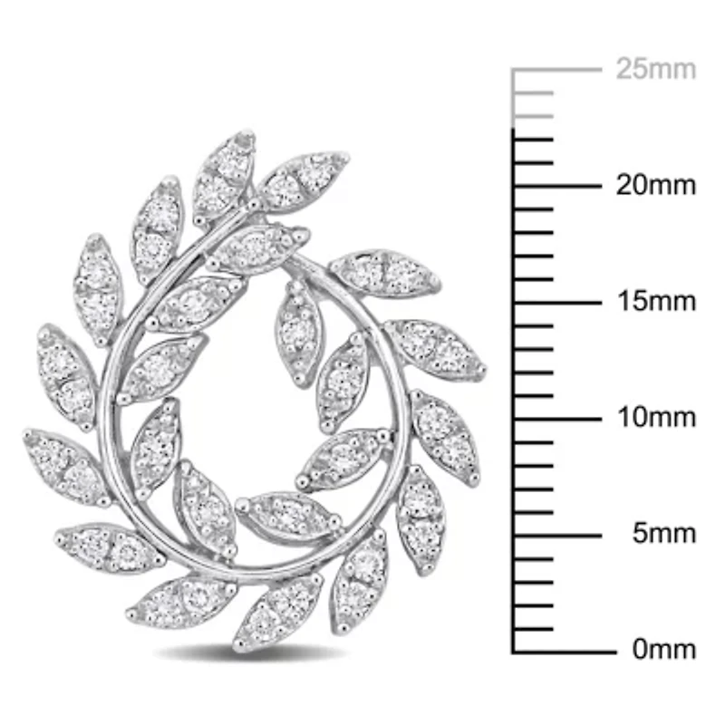 7/8 ct. t.w. Diamond Leaf Stud Earrings in 14K White Gold