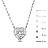 1/4 ct. t.w. Diamond Heart Halo Necklace in 14K White Gold, 17"