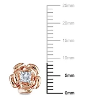 Lab Created Created White Sapphire Flower Stud Earrings in Rose Plated Sterling Silver