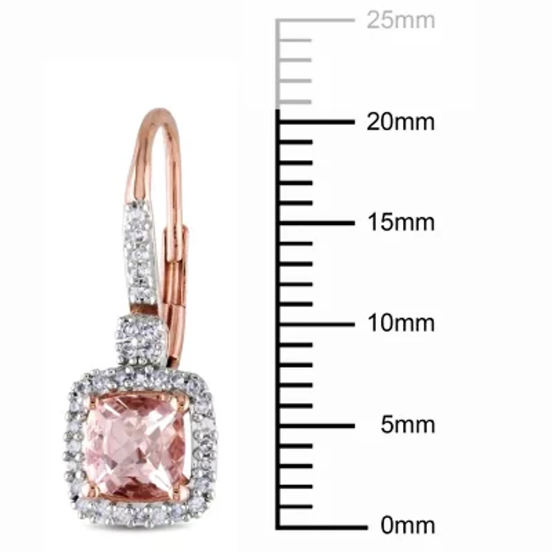 Morganite and 1/5 ct. t.w. Diamond Halo Drop Earrings in 10K Rose Gold