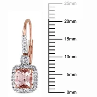 Morganite and 1/5 ct. t.w. Diamond Halo Drop Earrings in 10K Rose Gold