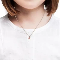 Lab Created Created Pink Sapphire Accent Trillium Heart Child's Pendant with Chain in 2-Tone Sterling Silver, 18"