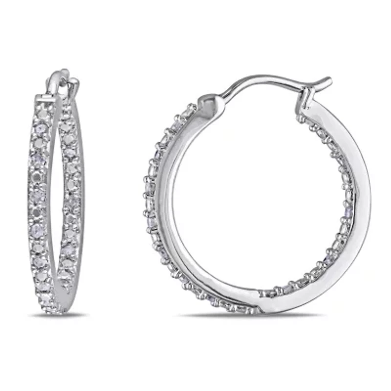 1/4 ct. t.w. Diamond Hoop Earrings in Sterling Silver