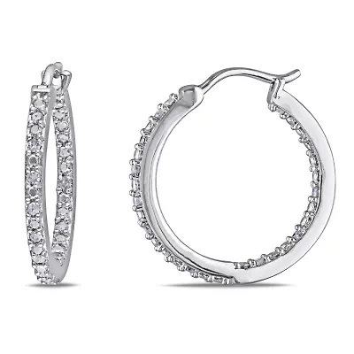 1/4 ct. t.w. Diamond Hoop Earrings in Sterling Silver