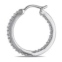 1/4 ct. t.w. Diamond Hoop Earrings in Sterling Silver
