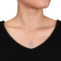 Diamond Accent Heart "Sister" Pendant with Chain in Sterling Silver, 18"