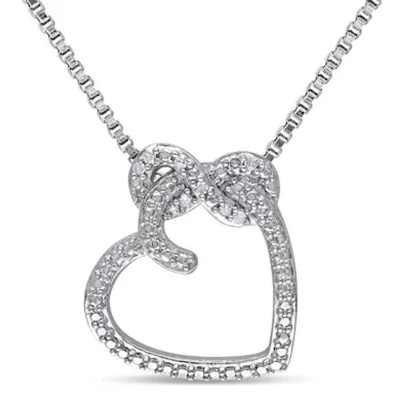 Diamond Accent Heart Infinity Pendant with Chain in Sterling Silver, 18"