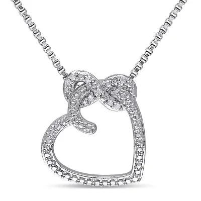 Diamond Accent Heart Infinity Pendant with Chain in Sterling Silver, 18"