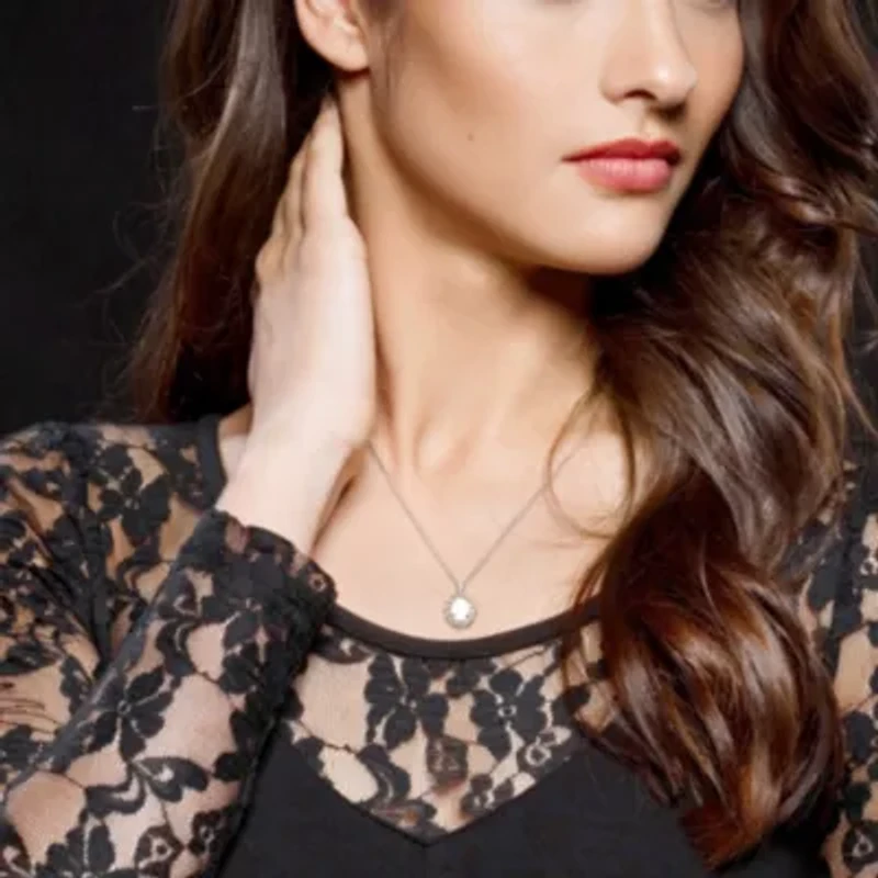 Opal, White Topaz & Diamond Pendant with Chain