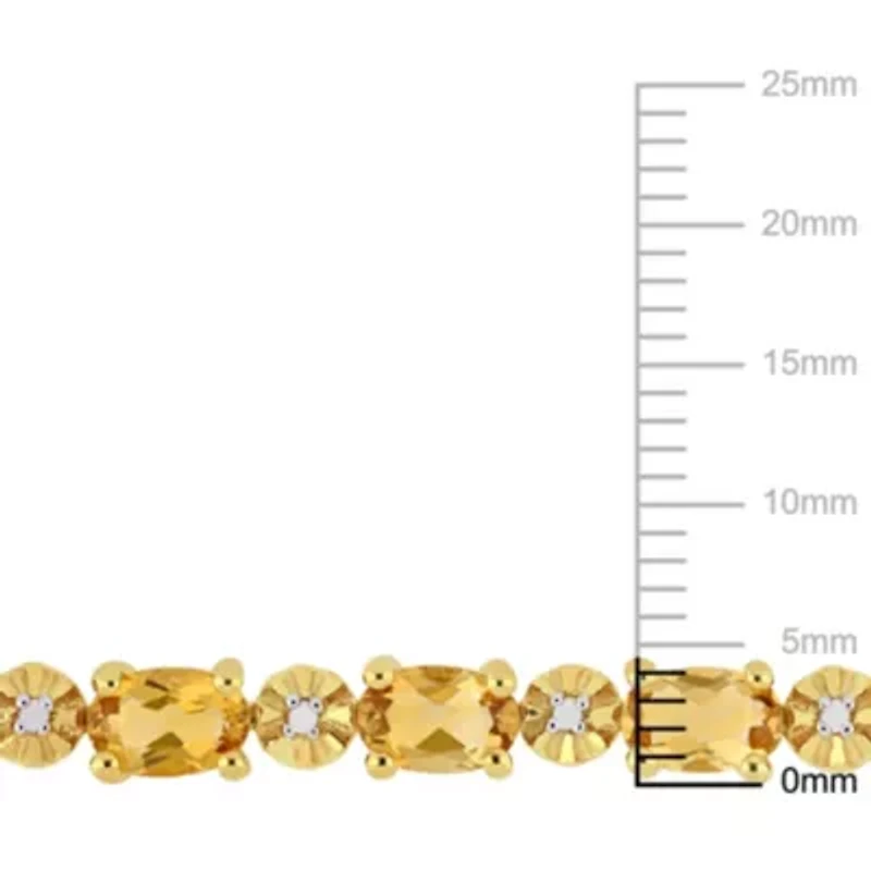 Citrine and Diamond Accent Bracelet in Yellow Plated Sterling Silver, 7.25"