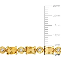 Citrine and Diamond Accent Bracelet in Yellow Plated Sterling Silver, 7.25"