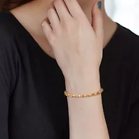 Citrine and Diamond Accent Bracelet in Yellow Plated Sterling Silver, 7.25"