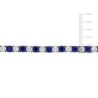 Lab Created Created Blue and White Sapphire Men's Bracelet in Black Rhodium Plated Sterling Silver, 9"