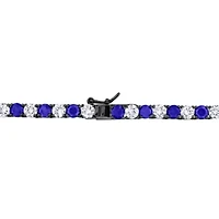Created White and Blue Sapphire Men's Tennis Necklace in Black Rhodium Plated Sterling Silver