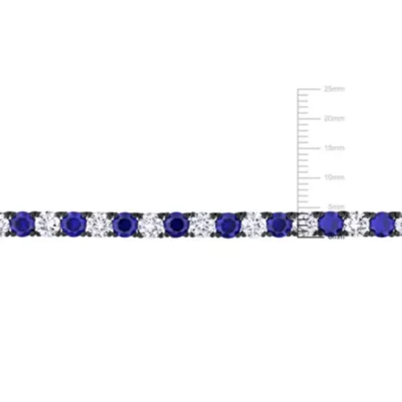 Created White and Blue Sapphire Men's Tennis Necklace in Black Rhodium Plated Sterling Silver