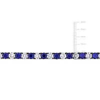 Created White and Blue Sapphire Men's Tennis Necklace in Black Rhodium Plated Sterling Silver