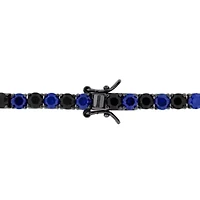 Lab Created Created Blue and Sapphire Men's Bracelet in Black Rhodium Plated Sterling Silver
