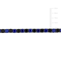 Lab Created Created Blue and Sapphire Men's Bracelet in Black Rhodium Plated Sterling Silver