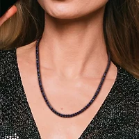 Created Blue and Black Sapphire Men's Tennis Necklace in Black Rhodium Plated Sterling Silver, 20"