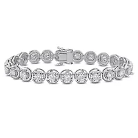 Lab Created 4.83 ct. t.w. Lab Grown Diamond Halo Tennis Bracelet in 14K White Gold, 7"