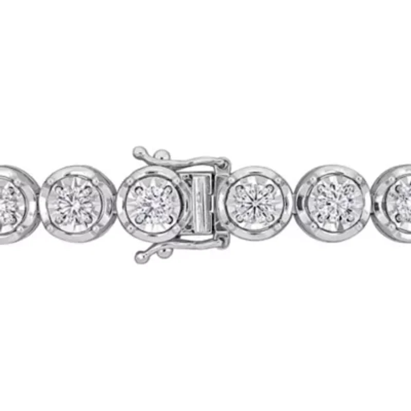 Lab Created 4.83 ct. t.w. Lab Grown Diamond Halo Tennis Bracelet in 14K White Gold, 7"