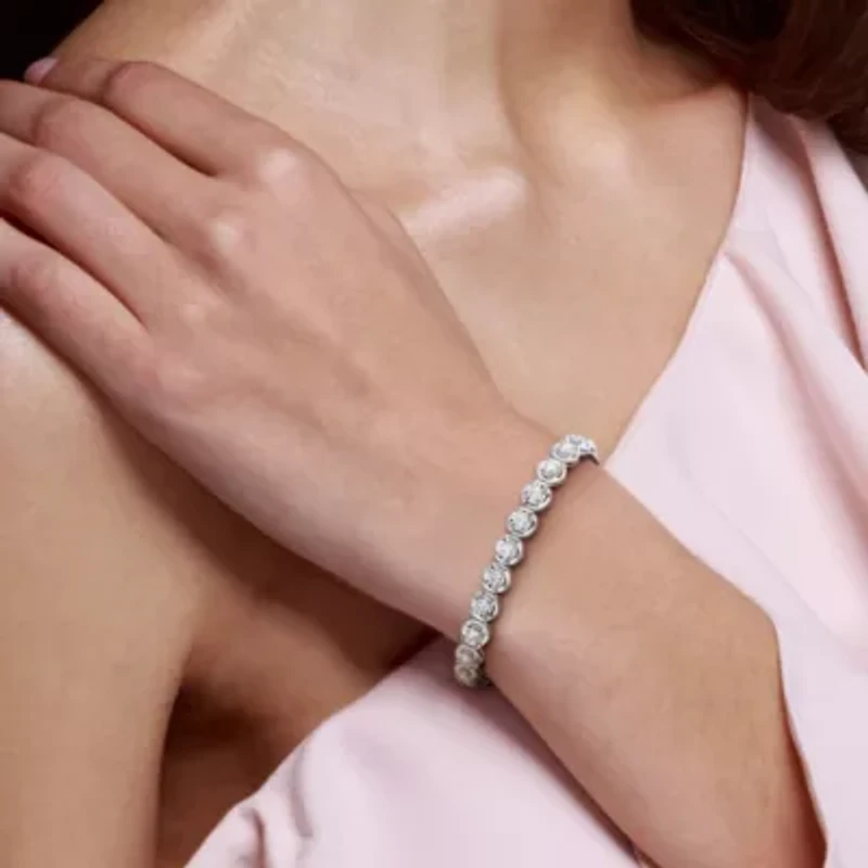 Lab Created 4.83 ct. t.w. Lab Grown Diamond Halo Tennis Bracelet in 14K White Gold, 7"