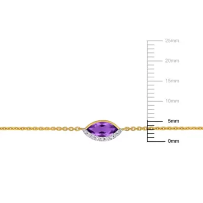 Amethyst and 1/4 ct. t.w. Diamond Station Necklace in 14K Yellow Gold