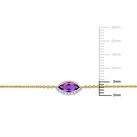 Amethyst and 1/4 ct. t.w. Diamond Station Necklace in 14K Yellow Gold
