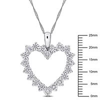 Lab Created 2 ct. t.w. Lab Grown Diamond Open Heart Pendant with Chain in 14K White Gold, 17"