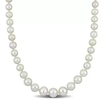 6-11MM Graduated Freshwater Cultured Pearl Strand Necklace with Sterling Silver Clasp, 18"