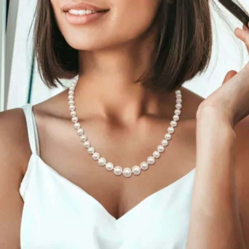 6-11MM Graduated Freshwater Cultured Pearl Strand Necklace with Sterling Silver Clasp, 18"