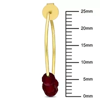 Garnet Bead Hoop Earrings in Yellow Plated Sterling Silver