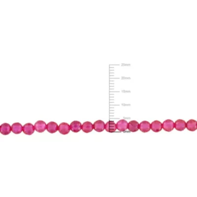 Lab Created Created Ruby Beaded Bracelet in Yellow Plated Sterling Silver, 7.25"+1"