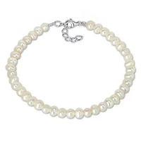 4.5-5MM Freshwater Cultured Pearl Bracelet in Sterling Silver, 7.25"+1"