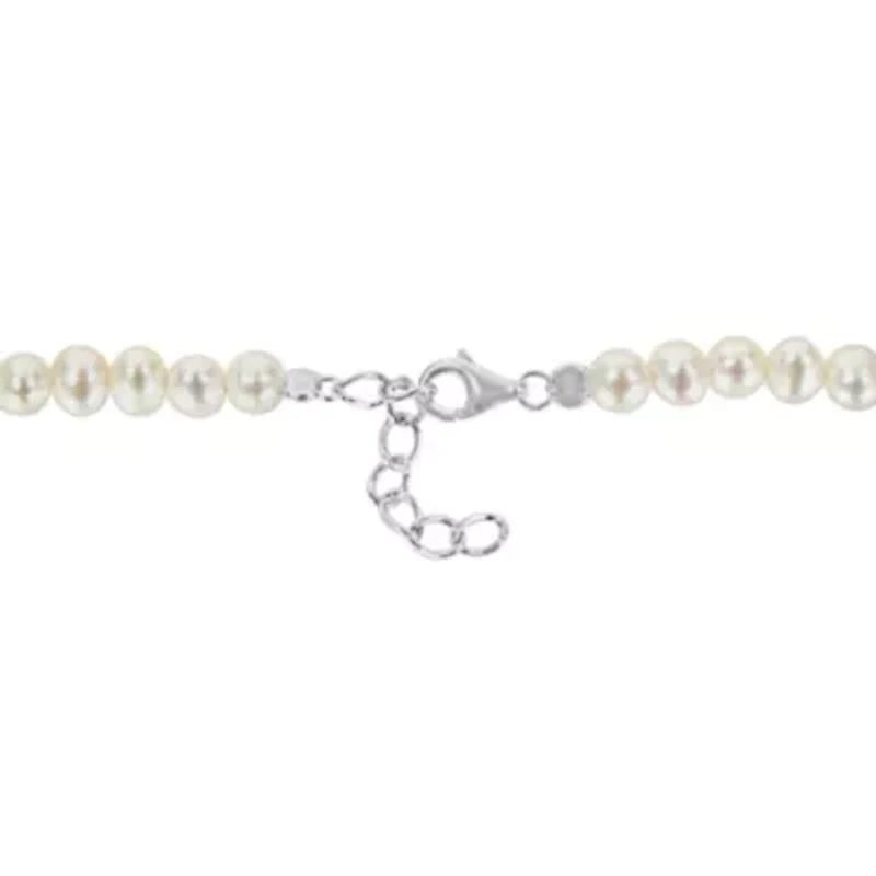 4.5-5MM Freshwater Cultured Pearl Bracelet in Sterling Silver, 7.25"+1"