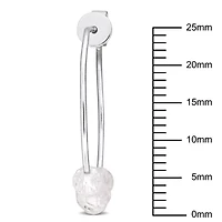 White Topaz Bead Hoop Earrings in Sterling Silver