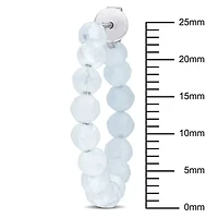 Aquamarine Beaded Hoop Earrings in Sterling Silver