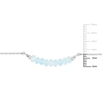 Aquamarine Bead Necklace in Sterling Silver, 16.5"+2"