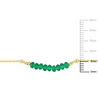 Green Onyx Bead Necklace in Yellow Plated Sterling Silver, 16.5:+2"