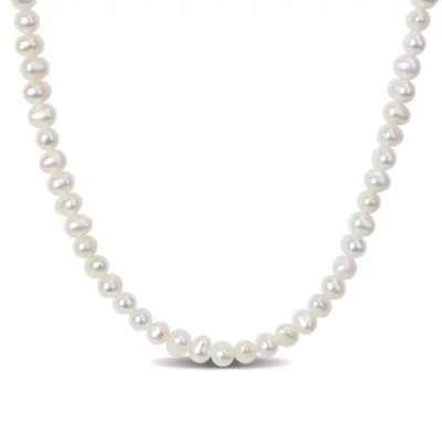 4.5-5MM Freshwater Cultured Pearl Strand Necklace with Sterling Silver Clasp, 17"+2"