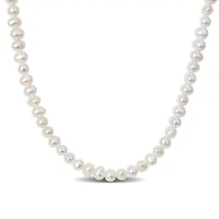4.5-5MM Freshwater Cultured Pearl Strand Necklace with Sterling Silver Clasp, 17"+2"