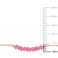 Pink Tourmaline Bead Bracelet in Rose Plated Sterling Silver, 7"+2"