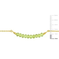 Peridot Bead Bracelet in Yellow Plated Sterling Silver, 7"+2"