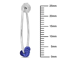 Blue Sapphire Bead Hoop Earrings in Sterling Silver