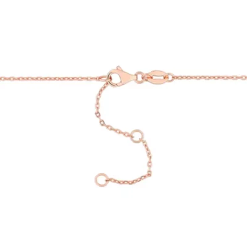 Pink Tourmaline Bead Necklace in Rose Plated Sterling Silver, 16.5"+2"