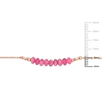 Pink Tourmaline Bead Necklace in Rose Plated Sterling Silver, 16.5"+2"