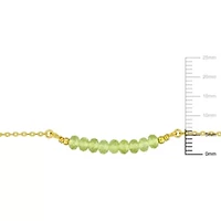 Peridot Bead Necklace in Yellow Plated Sterling Silver, 16.5"+2"