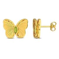 Peridot Butterfly Stud Earrings in Yellow Plated Sterling Silver