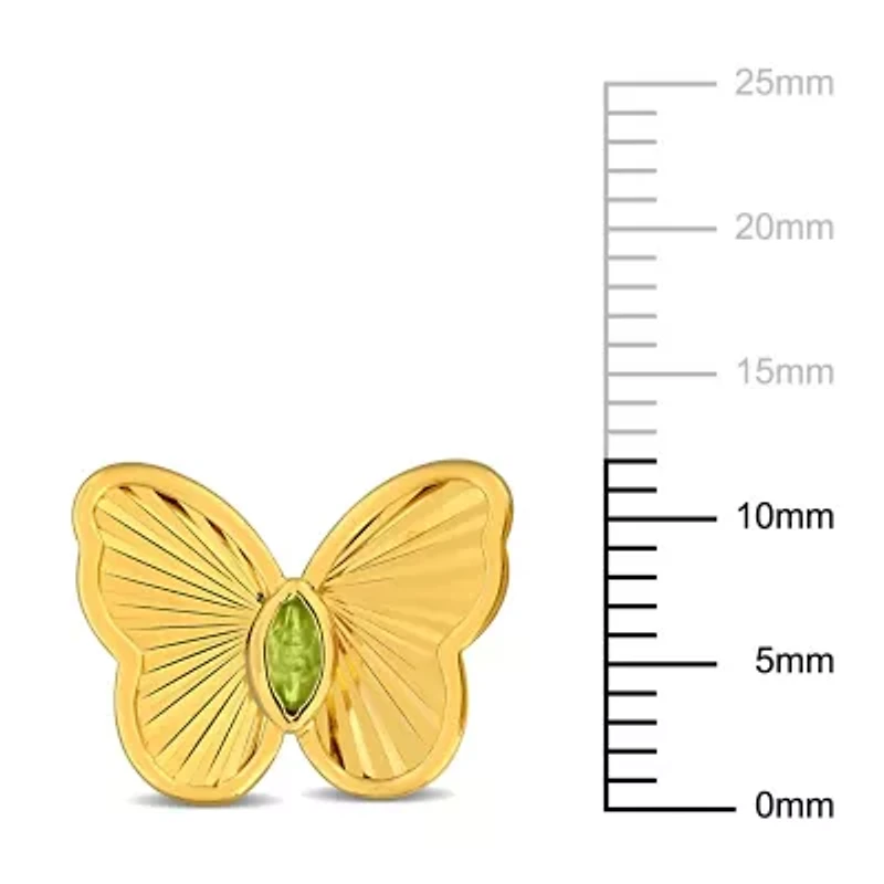 Peridot Butterfly Stud Earrings in Yellow Plated Sterling Silver